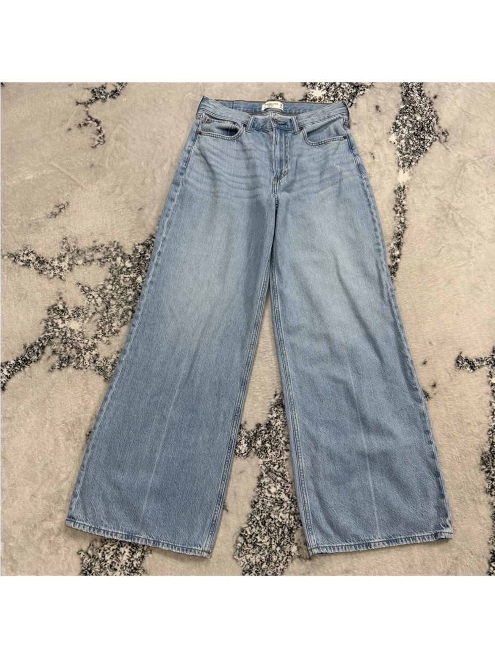Abercrombie Fitch The Wide Leg High Rise Jeans Womens Size 28 Blue Light Wash